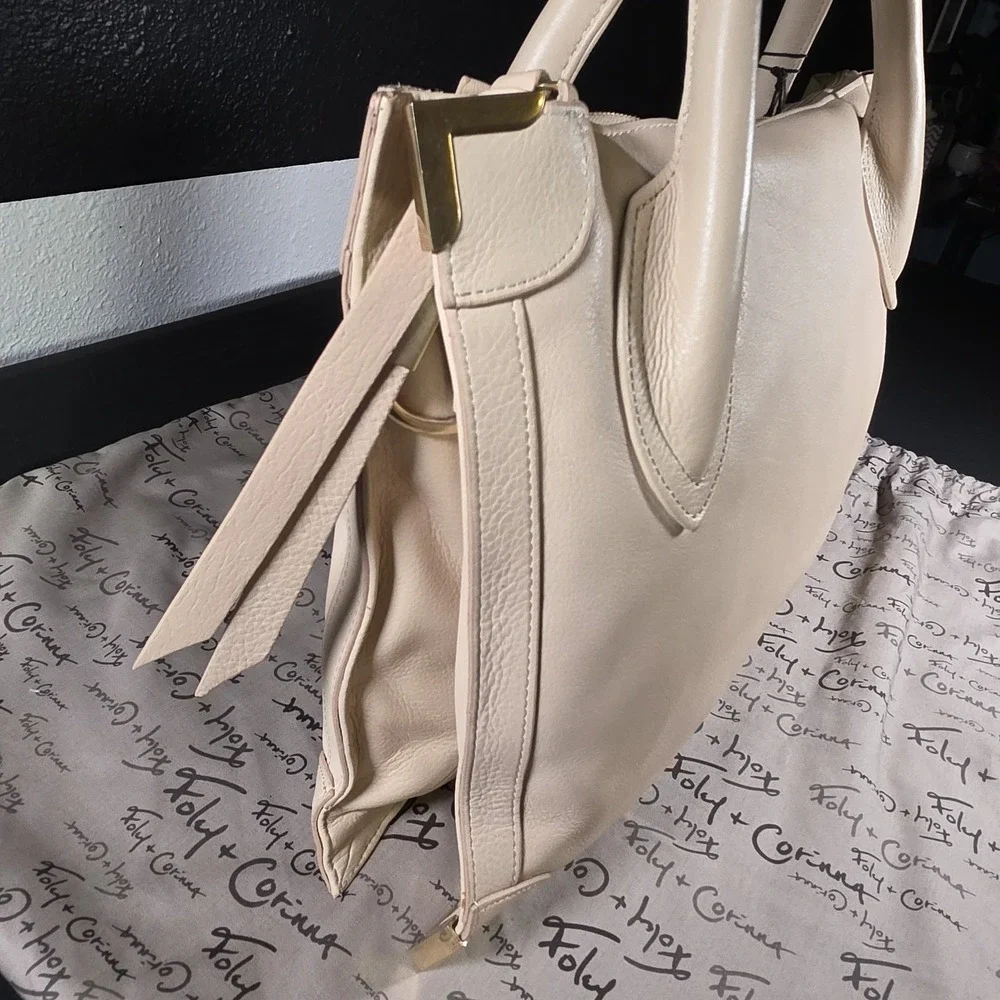 NWT Foley + Corinna FC Framed Satchel Bag / Purse Vanilla Cream Color. Plus Bag